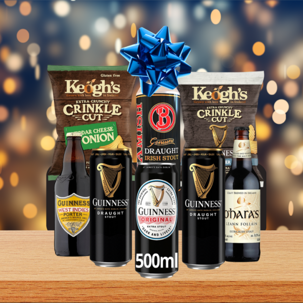 stout surprise gift hamper with guinness and crisps