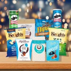 fathers day gift hamper with chocolate and crisps